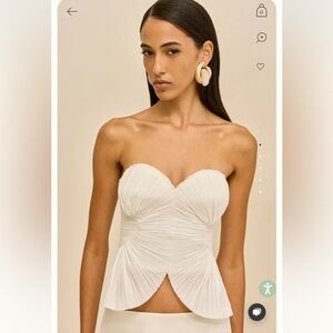 new Cult Gaia Jace pleated bustier strapless top in off white
